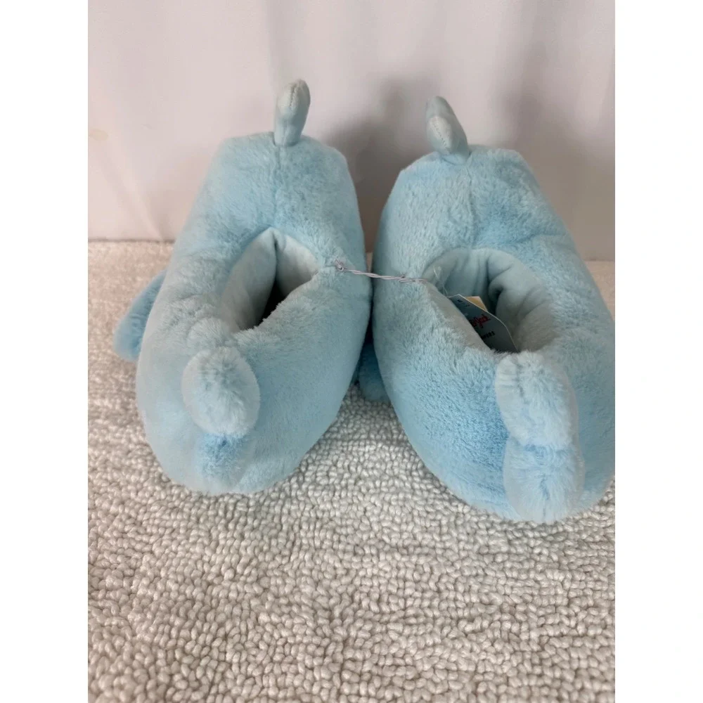 Cat & Jack Kids XL Whale Plush Slippers Blue Size 6-7 New w/ Tags Cute‎